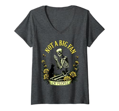 Damen Introvertiert mit Katze T-Shirt mit V-Ausschnitt von MTD