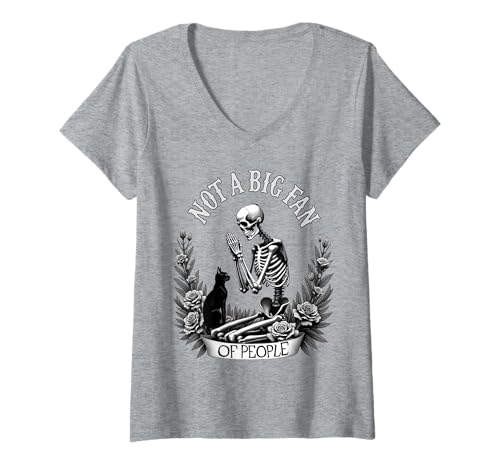 Damen Kein Fan von Menschen. Introvertiert mit Katze T-Shirt mit V-Ausschnitt von MTD