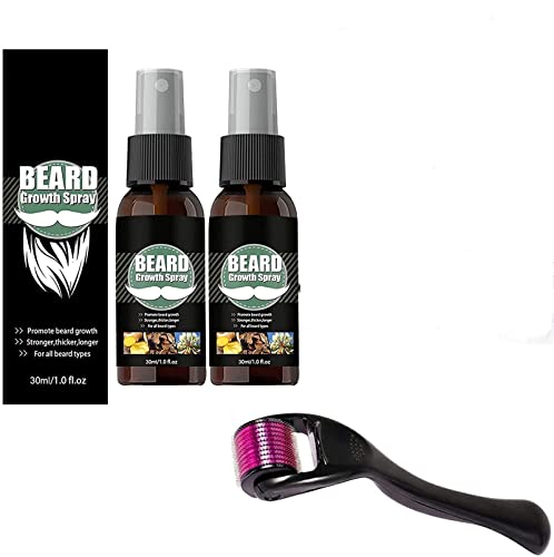 Bartwuchs-Spray Bart-Verdickungs-Spray Bart-Kit für Männer Micro-Nadelroller für das Gesicht nährende und feuchtigkeitsspendende Spray-Bartpflege Beschleunigen Sie das Bartwachstum von MTDBAOD