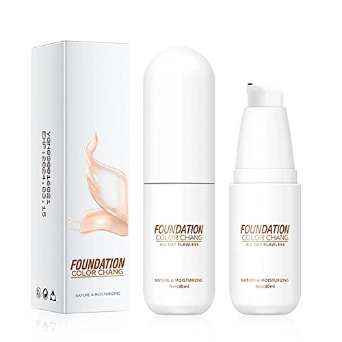 MTDBAOD Color Changing Foundation, Warm Skin Tone Foundation, Foundation Liquid Concealer, Durable Waterproof and Matte Foundation 30ml - 2 Pcs von MTDBAOD