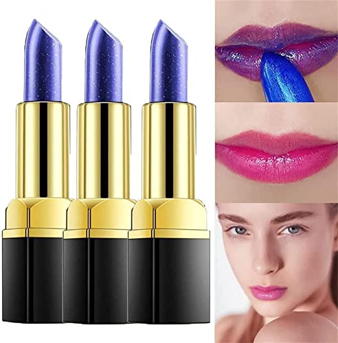 Magical Discoloration Blue-Rose Temperature Changing Lipstick,Gloss Moisturizing Lip Stain,Color Changing Lipstick Set,Waterproof Long-Lasting Non Fading von MTDBAOD