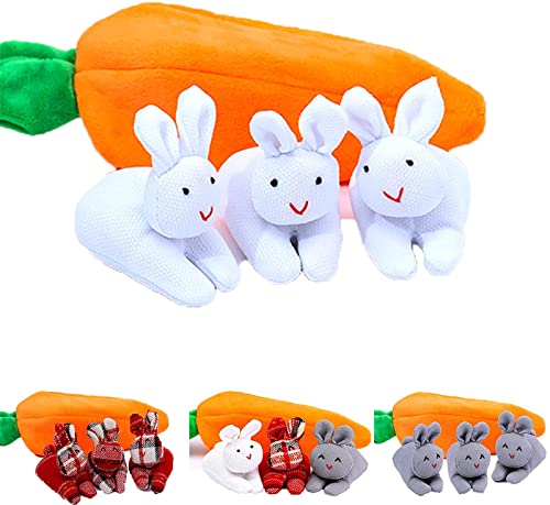 Versteckspiel-Hasen in Karottenbeutel, Osterkarotten-Reißverschluss-Geldbörse, Karotten-Plüschtier, Entpacken Sie DREI Hasen in Karotten-Geldbörse, Osterdekorationen von MTDBAOD