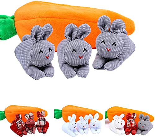 Versteckspiel-Hasen in Karottenbeutel, Osterkarotten-Reißverschluss-Geldbörse, Karotten-Plüschtier, Entpacken Sie DREI Hasen in Karotten-Geldbörse, Osterdekorationen von MTDBAOD