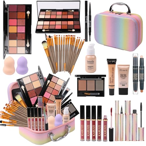 MTDXILTAI Make-up-Set für Mädchen, Regenbogen-Make-up-Set, Beauty-Boxen mit Pinseln und Kosmetika, modisches Make-up von MTDXILTAI