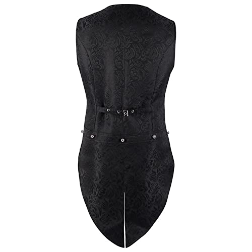 MTINDO Herren Mittelalterliche Bühnenkostüme Vintage Goth Langes Kleid Weste Halloween Kostüm Jacquard Schwalbenschwanzweste Für Herren Jacquard-Schwalbenschwanzweste L von MTINDO