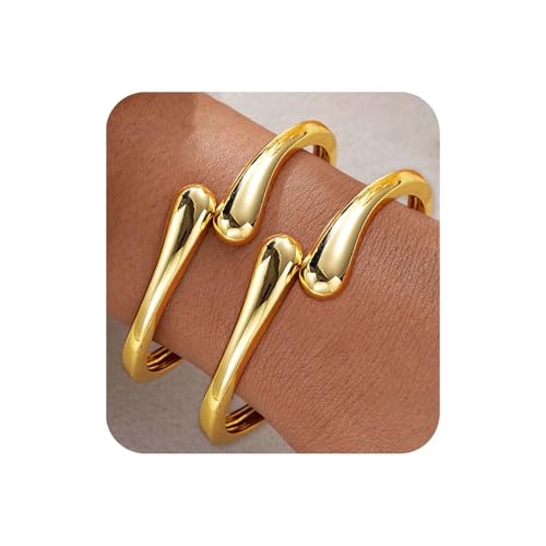 MTINEAPS Goldener Armreif für Damen und Teenager, trendig, klobig, verstellbar, gedreht, Armband, Schmuck, Geschenke, Adjustable, Gelbgold, Kein Edelstein MTINEAPS Goldener Armreif für Damen und Teenager, trendig, klobig, verstellbar, gedreht, Armband, Schmuck, Geschenke, Adjustable, Gelbgold, Kein Edelstein von MTINEAPS