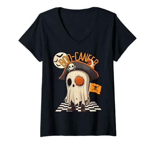 Damen Niedliches Piratengeist, Halloween-Kostüm, Kunstwerk T-Shirt mit V-Ausschnitt Damen Niedliches Piratengeist, Halloween-Kostüm, Kunstwerk T-Shirt mit V-Ausschnitt von MTJ-Mushrooms Fun Pirate Halloween Art