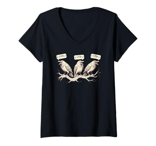 Damen Lustige Krähe F-CAW-F sarkastischer Vogel-Design T-Shirt mit V-Ausschnitt Damen Lustige Krähe F-CAW-F sarkastischer Vogel-Design T-Shirt mit V-Ausschnitt von MTJ-Mushrooms Quirky Raven Crow Humor