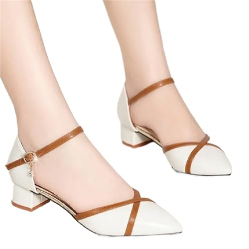 Brautschuhe Frauen Mode Schnalle Perle Platz Ferse Schuhe Dame Freizeit Elegante Büro Karriere Pumpen(Color 03,40) von MTKSFDC