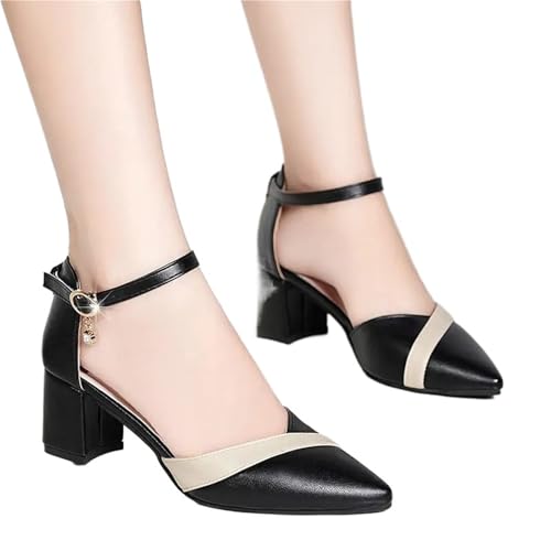 Brautschuhe Frauen Mode Schnalle Perle Platz Ferse Schuhe Dame Freizeit Elegante Büro Karriere Pumpen(Color 06,37) von MTKSFDC