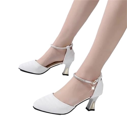 Brautschuhe Frauen Mode Schnalle Perle Platz Ferse Schuhe Dame Freizeit Elegante Büro Karriere Pumpen(Color 08,40) von MTKSFDC