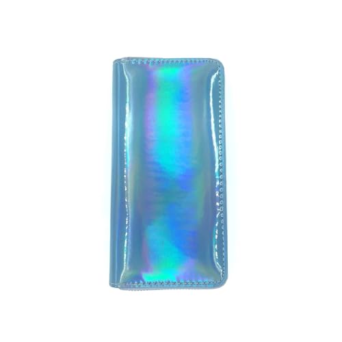 MTKSFDC GeldböRse Damen Bunte Frauen Geldbörsen Lange Zipper Geldbörsen Damen Geld Telefon Karte Halter Holographische Weibliche Kupplung(Light Blue) von MTKSFDC
