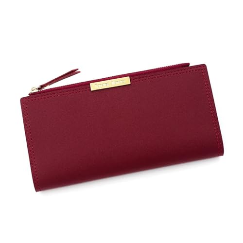 MTKSFDC GeldböRse Damen Damen Geldbörsen Lange Brieftasche Weibliche Leder Geldbörse ID Karte Halter Frauen Geldbörsen Damen(Red) von MTKSFDC