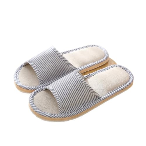 MTKSFDC Schlappen Frauen Mann Hause Frühling Flip-Flops Herbst Hausschuhe Weiche Nicht-Slip Casual Schaum Sohle Paar Leinen Boden Schuhe(2,42-43) von MTKSFDC
