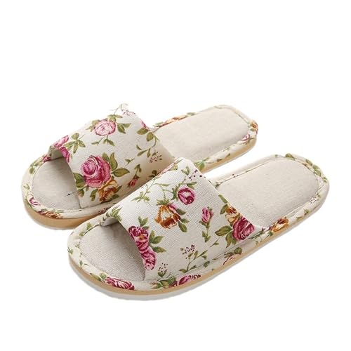MTKSFDC Schlappen Herbst frauen Flip-Flops Hause Hausschuhe Nicht-Slip Paar Leinen Boden Schuhe Mann Freizeit Frühling Weichen Schaum Boden(1,37-38) von MTKSFDC