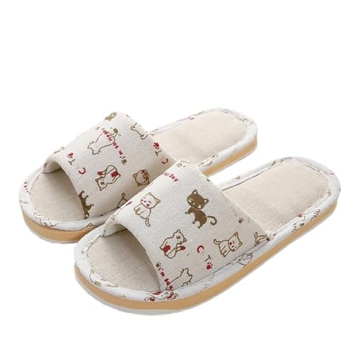MTKSFDC Schlappen Herbst frauen Flip-Flops Hause Hausschuhe Nicht-Slip Paar Leinen Boden Schuhe Mann Freizeit Frühling Weichen Schaum Boden(2,42-43) von MTKSFDC