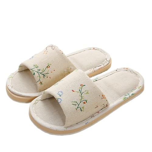 MTKSFDC Schlappen Herbst frauen Flip-Flops Hause Hausschuhe Nicht-Slip Paar Leinen Boden Schuhe Mann Freizeit Frühling Weichen Schaum Boden(3,39-40) von MTKSFDC