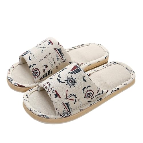 MTKSFDC Schlappen Herbst frauen Flip-Flops Hause Hausschuhe Nicht-Slip Paar Leinen Boden Schuhe Mann Freizeit Frühling Weichen Schaum Boden(4,42-43) von MTKSFDC
