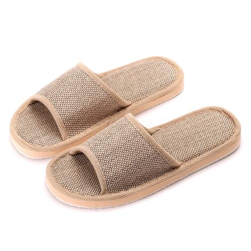 MTKSFDC Schlappen Leinen Schuhe Frauen Haushalt Hausschuhe Innen Boden Hausschuhe Sommer Einfache Stumm Rutschen Hause Sandalen(A,Chinese 40) von MTKSFDC