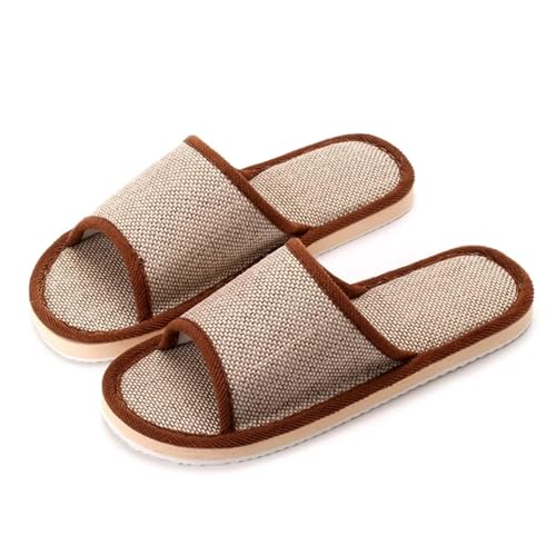 MTKSFDC Schlappen Leinen Schuhe Frauen Haushalt Hausschuhe Innen Boden Hausschuhe Sommer Einfache Stumm Rutschen Hause Sandalen(B,Chinese 45) von MTKSFDC