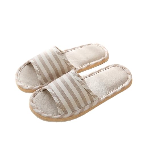 MTKSFDC Schlappen Leinen Schuhe Frauen Haushalt Hausschuhe Innen Boden Hausschuhe Sommer Einfache Stumm Rutschen Hause Sandalen(F,Chinese 43) von MTKSFDC
