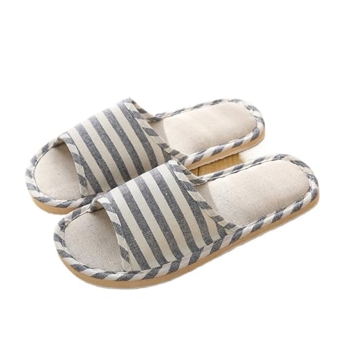 MTKSFDC Schlappen Leinen Schuhe Frauen Haushalt Hausschuhe Innen Boden Hausschuhe Sommer Einfache Stumm Rutschen Hause Sandalen(G,Chinese 43) von MTKSFDC