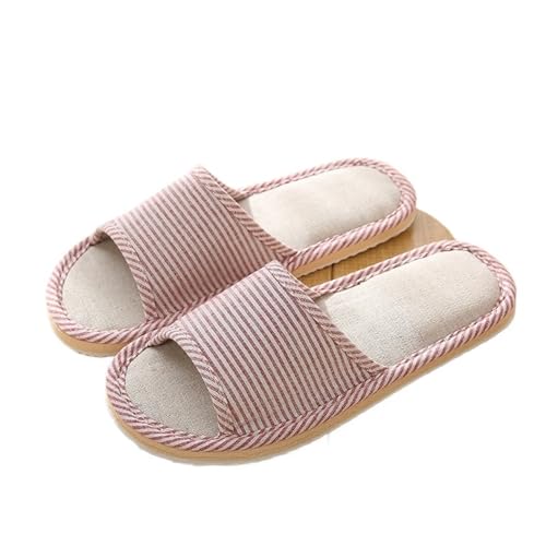MTKSFDC Schlappen Leinen Schuhe Frauen Haushalt Hausschuhe Innen Boden Hausschuhe Sommer Einfache Stumm Rutschen Hause Sandalen(J,Chinese 44) von MTKSFDC