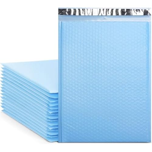 MTKSFDC Versandtaschen Kleidung 50 Stück hellblaue Luftpolsterumschläge, wasserdichte Kuriertasche, Luftpolsterumschläge, Verpackungsbeutel for den Versand(18 * 23cm) von MTKSFDC