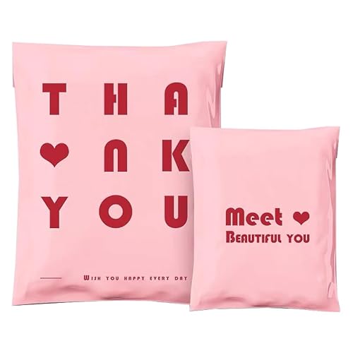 MTKSFDC Versandtaschen Kleidung 50 Teile/lose Mailing Tasche Verdicken Express Verpackung Tasche Selbst Klebe Druck Kleidung Kurier Paket Taschen(28x36x4cm Pink) von MTKSFDC