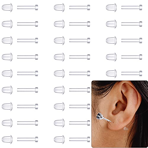 Ohrstecker-Schutzhüllen, Anti-Sensitive Piercing-Protektoren mit extra Rücken, Ohrlochhülsen für empfindliche Ohren, Kunststoff, klare Ohrringe für Männer, Frauen, Mädchen (100 Stück) von MTLEE