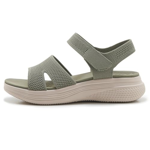 Keil-Plateau-Sandalen for Damen mit Fußgewölbeunterstützung, offene Zehenpartie, Knöchel, Sommer, Freizeit, Sport, rutschfest, Strand, bequem, Plantarfasziitis(Green,39 EU) von MTNBHH