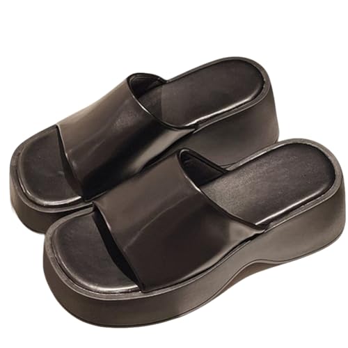 Platform Sandals for Women 2025 Summer Black Open Toe Sandals with Arch Support Comfortable Plantar Fasciitis Summer Beach Walking Slide(Noir,38 EU) von MTNBHH