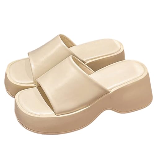 Platform Sandals for Women 2025 Summer Black Open Toe Sandals with Arch Support Comfortable Plantar Fasciitis Summer Beach Walking Slide(White,40 EU) von MTNBHH