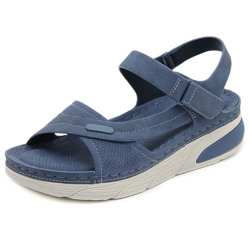 Sandalen for Damen mit Fußgewölbeunterstützung, 2025 Lässige, sportliche, leichte Plateausandalen mit Keilabsatz, Bequeme Damenschuhe in großen Größen(Blue,39 EU) von MTNBHH