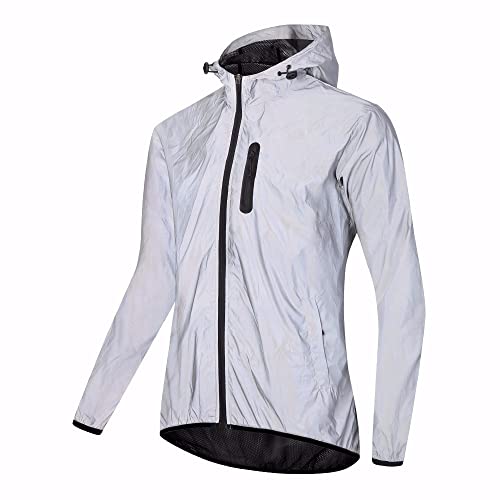 MTSS Reflektierende Fahrradjacke Damen Herren Wasserdicht Atmungsaktiv Sommer Laufjacke Damen Regenjacke Radjacke Windjacke Softshelljacke MTB Radsport Jacke Für Radfahren Laufen Silver-3XL von MTSS