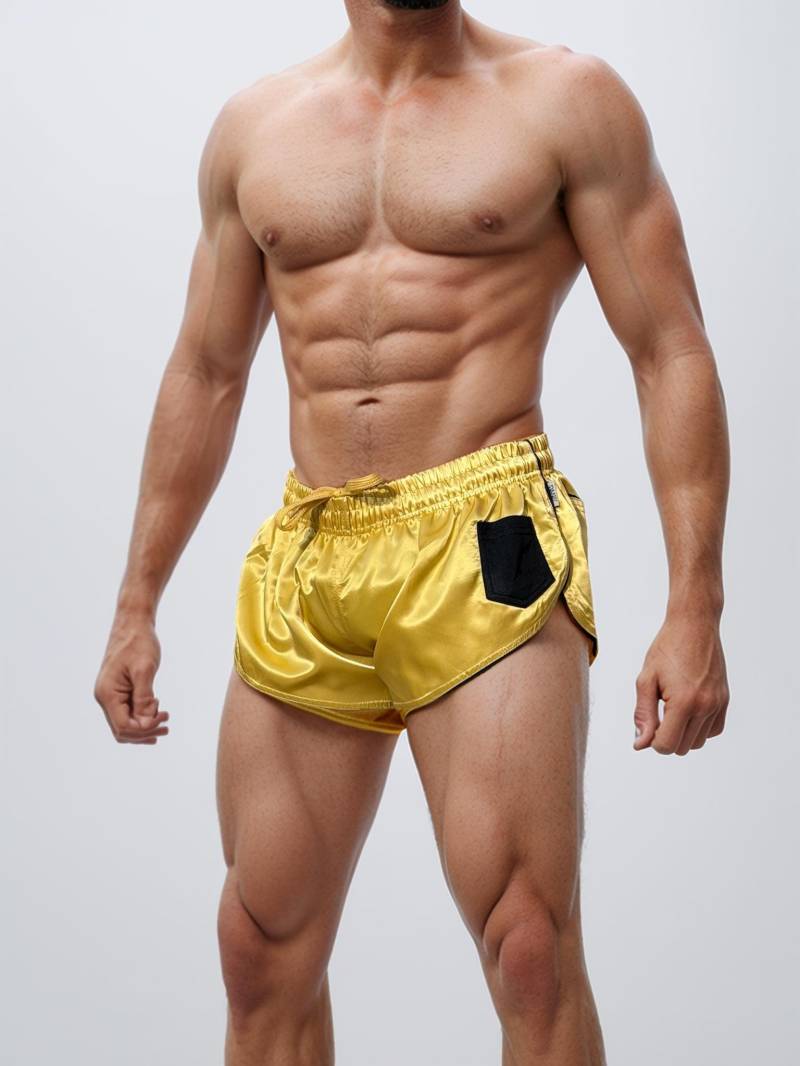 Athletic Satin Shorts - Glossy Nylon Fitness For Men With Pocket Design von MTSWear