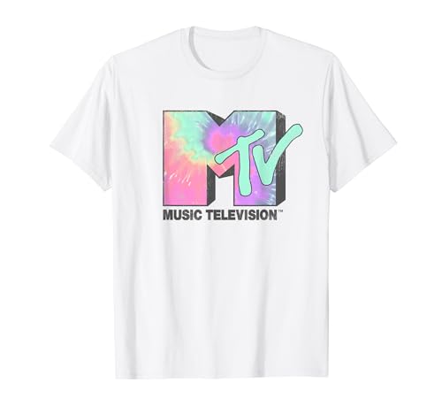 MTV Klassisches Neon Tie-Dye Logo T-Shirt, S, Halbarm, Herren von MTV