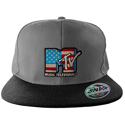 MTV Offizielles Lizenzprodukt American Flag Standard Snapback Cap (Dunkelgrau-Schwarz), Einheitsgröße von MTV