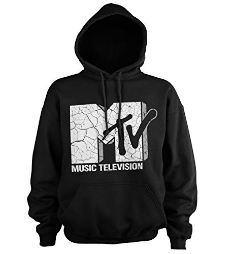 MTV Offizielles Lizenzprodukt Cracked Logo Kapuzenpullover (Schwarz), L von MTV