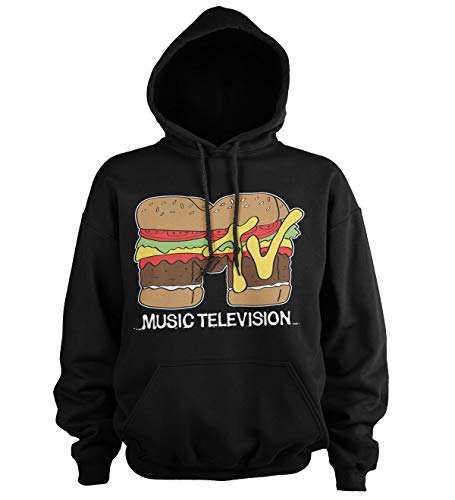 MTV Offizielles Lizenzprodukt Hamburger Kapuzenpullover (Schwarz), L von MTV