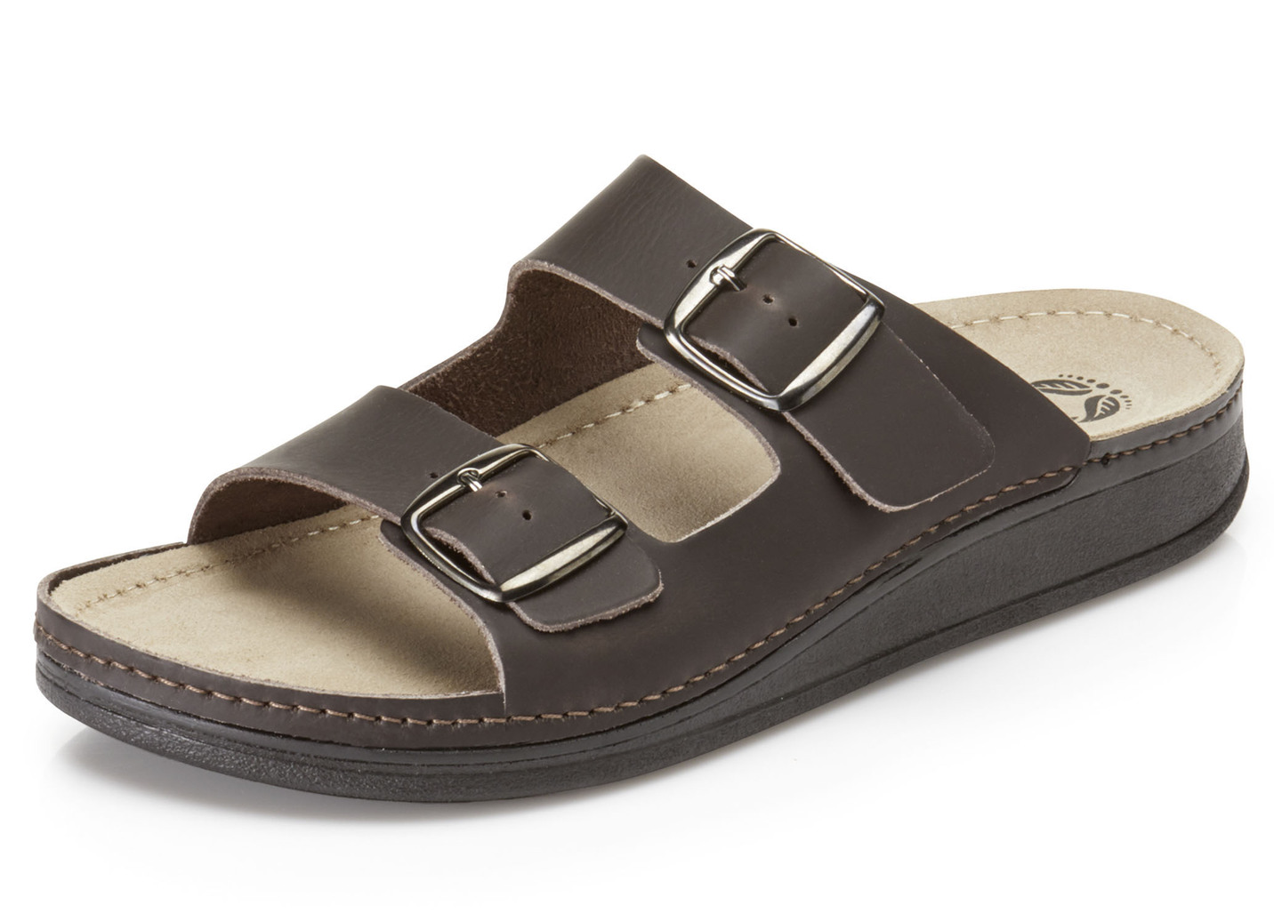 Mubb, bequeme Herren-Pantoletten, Weite H, aus Leder, Mokka, Größe 42 von MUBB