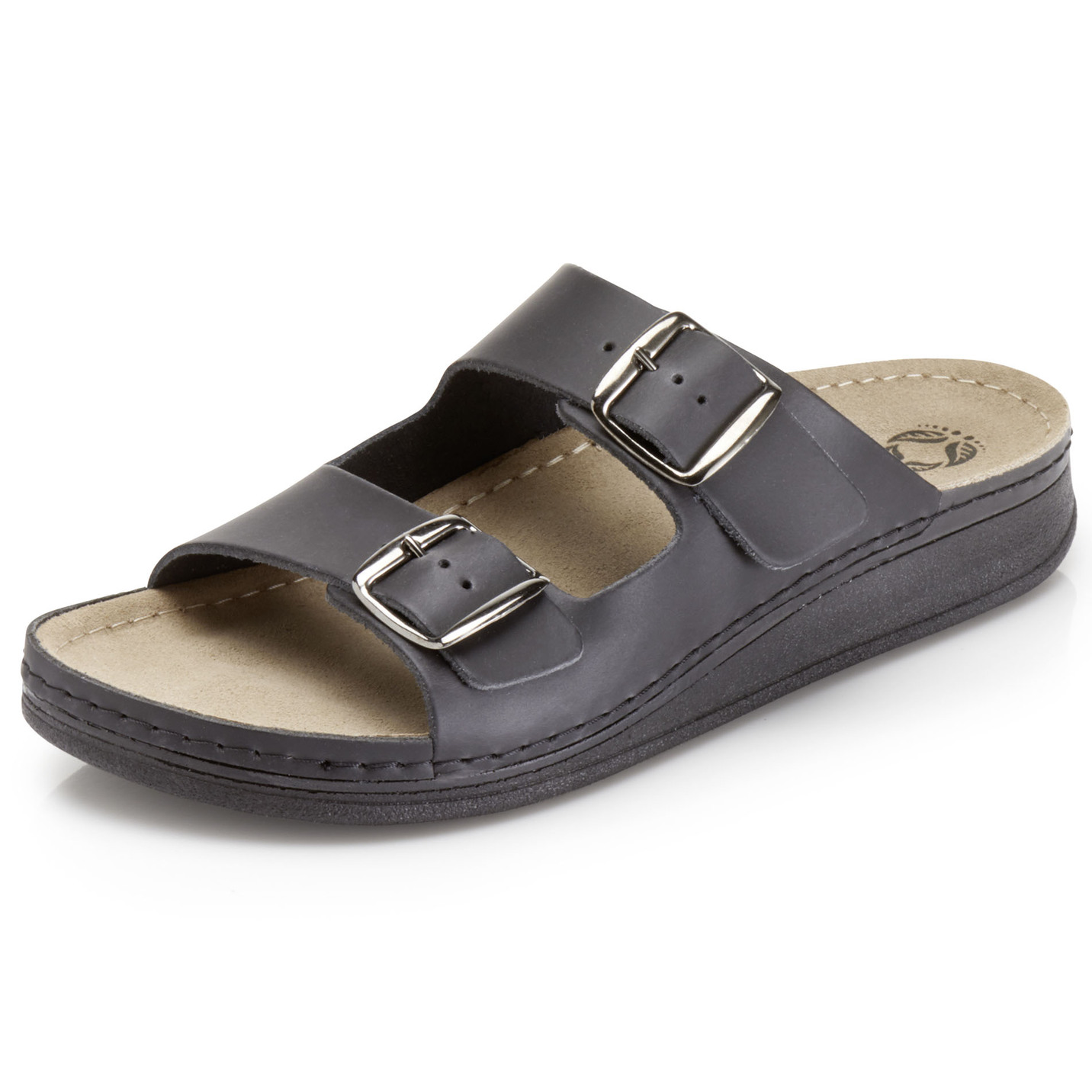 Mubb, bequeme Herren-Pantoletten, Weite H, aus Leder, Schwarz, Größe 43 von MUBB