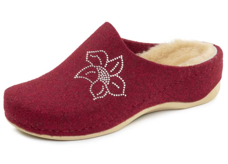 Mubb, gefütterte Damen-Hausschuhe, Weite H, mit Lammfell, Dunkelrot, Größe 39 Mubb, gefütterte Damen-Hausschuhe, Weite H, mit Lammfell, Dunkelrot, Größe 39 von MUBB