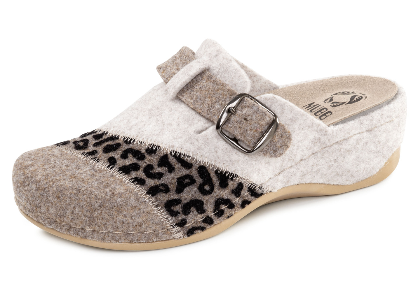 Mubb, klassische Damen-Hausschuhe, Weite H, mit herausnehmbarem Fußbett, Beige, Größe 38 von MUBB