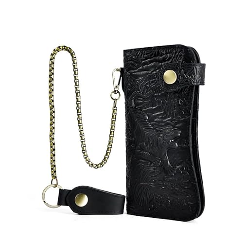 MUBBAR Herren Portemonnaie mit Kette, Leder Geldbörse für Männer mit 14 Kartenfächern, 2 Geldscheinfächern, Münzfach & Smartphone-Fach (Black 1) von MUBBAR