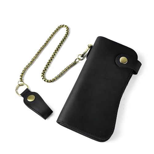 MUBBAR Herren Portemonnaie mit Kette, Leder Geldbörse für Männer mit 14 Kartenfächern, 2 Geldscheinfächern, Münzfach & Smartphone-Fach (Black 2) von MUBBAR