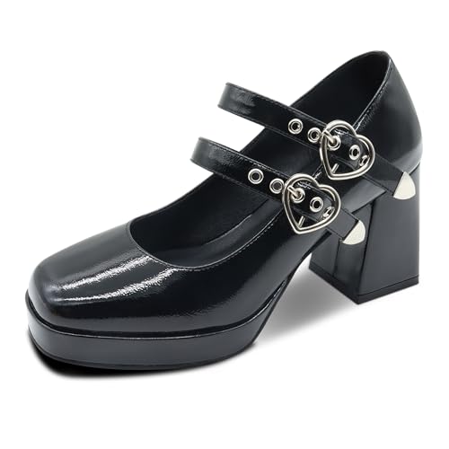 MUBUPUXU Mary Janes Damenschuhe, quadratisch, geschlossene Zehenpartie, Plateau, klobige Riemchen, Blockabsätze, Gothic,, Schwarz, 37 EU MUBUPUXU Mary Janes Damenschuhe, quadratisch, geschlossene Zehenpartie, Plateau, klobige Riemchen, Blockabsätze, Gothic,, Schwarz, 37 EU von MUBUPUXU