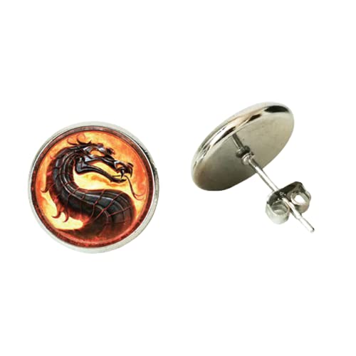 Drachen-Ohrstecker, echtes Glas, Cabochon, Ohrstecker, personalisierter Schmuck, 3 Drachen-Ohrstecker, echtes Glas, Cabochon, Ohrstecker, personalisierter Schmuck, 3 von MUBYS