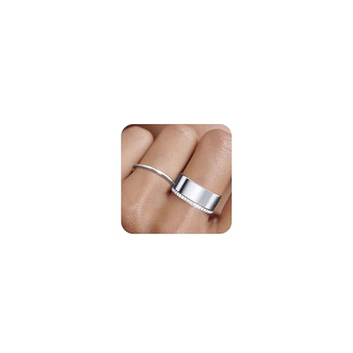 MUCCA 3 Stück Ring Silber 925 Damen, Ringe Silber mit Cubic Zirkonia, Statement Ringe Set Stapelbare Daumenring Damen Schmuck von MUCCA