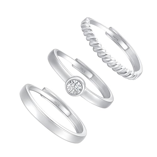 MUCCA 3 Stück Ring Silber 925 Damen Ringe Frauen Cubic Zirkonia Verlobungsring Damen Verstellbare Statement Ring Damen Stapelbare Daumenring Fingerring Set Schmuck MUCCA 3 Stück Ring Silber 925 Damen Ringe Frauen Cubic Zirkonia Verlobungsring Damen Verstellbare Statement Ring Damen Stapelbare Daumenring Fingerring Set Schmuck von MUCCA